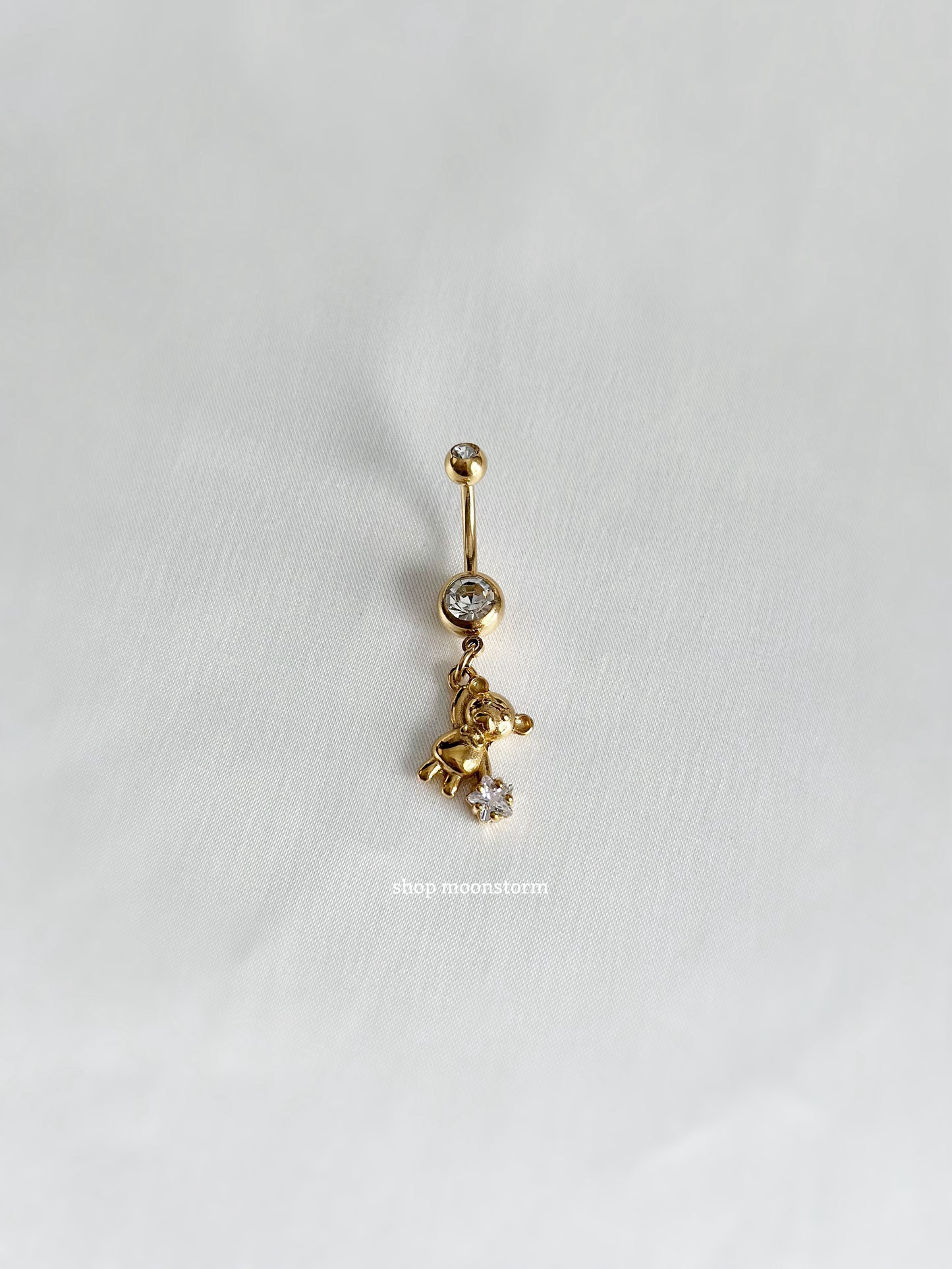 Gold Teddy Bear Star Belly Ring