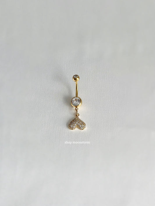 Gold Upside Down Heart Belly Ring