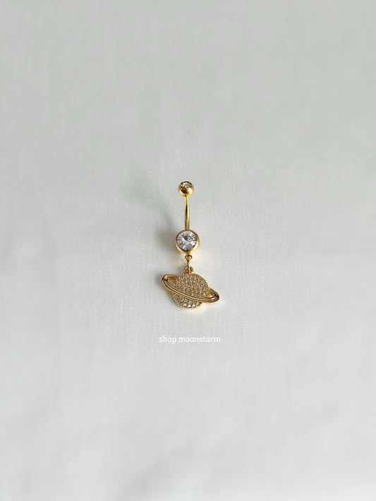 Gold Saturn Planet Belly Ring