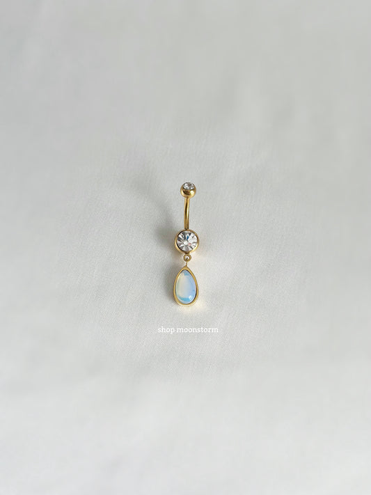 Gold Teardrop Opal Belly Ring