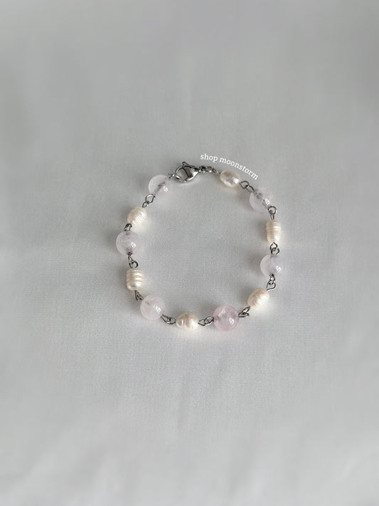 Rose Quartz & Freshwater Pearl Bracelet