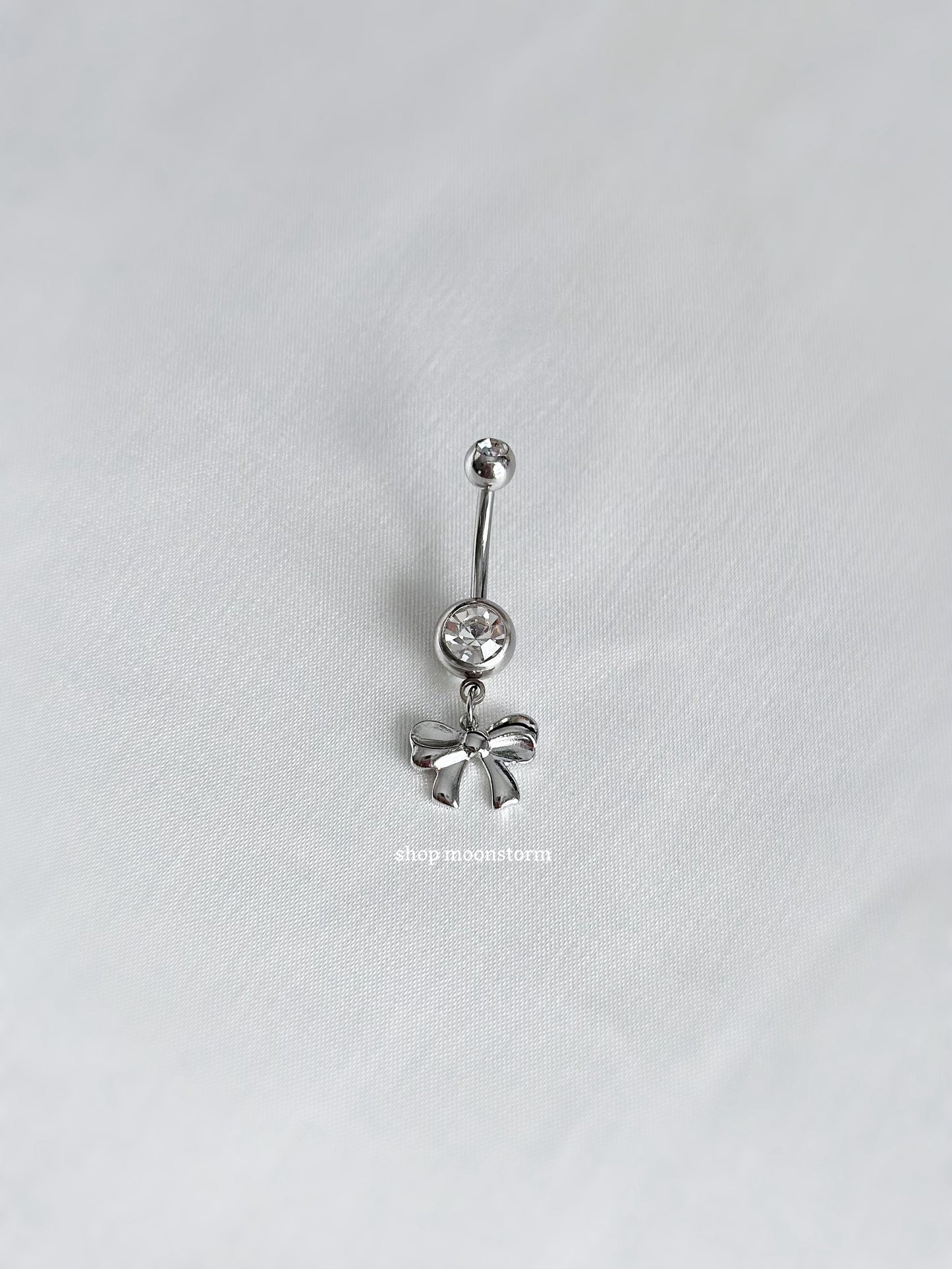 Silver Ribbon Bow Belly Ring