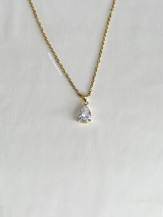 Gold Clear Quartz Crystal Necklace