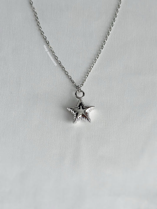 Silver Puff Star Necklace