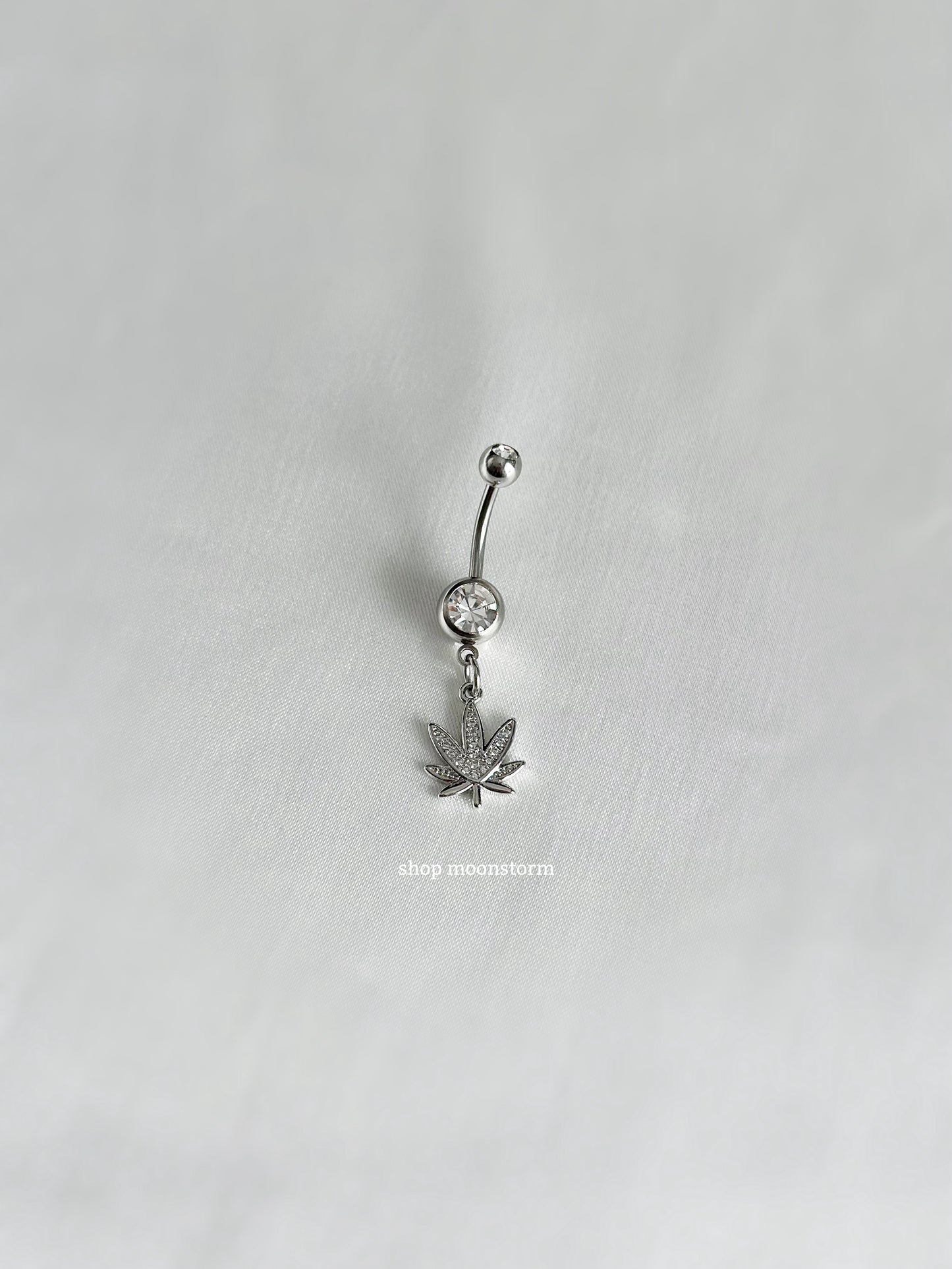 CZ Clear Leaf Belly Ring