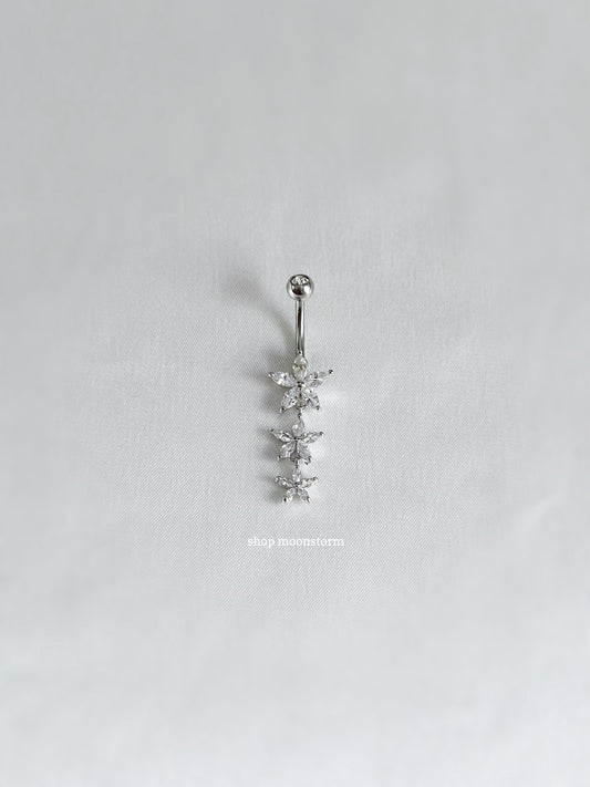 Silver Triple Flower Belly Ring