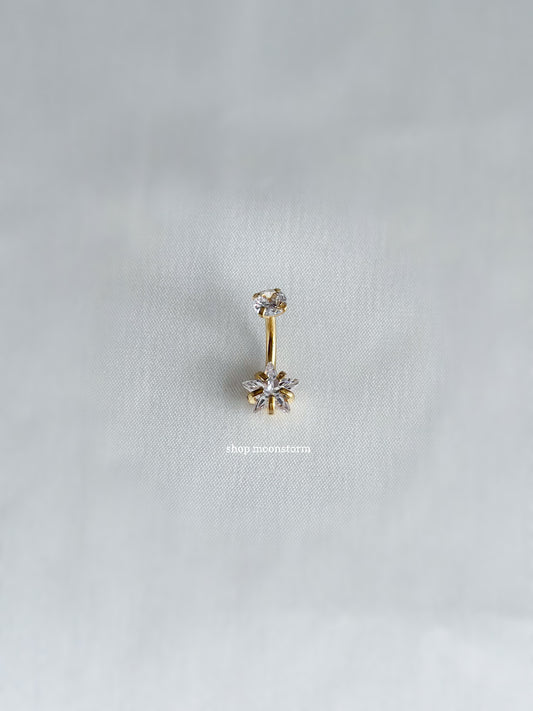 Gold Diamond Star Belly Ring