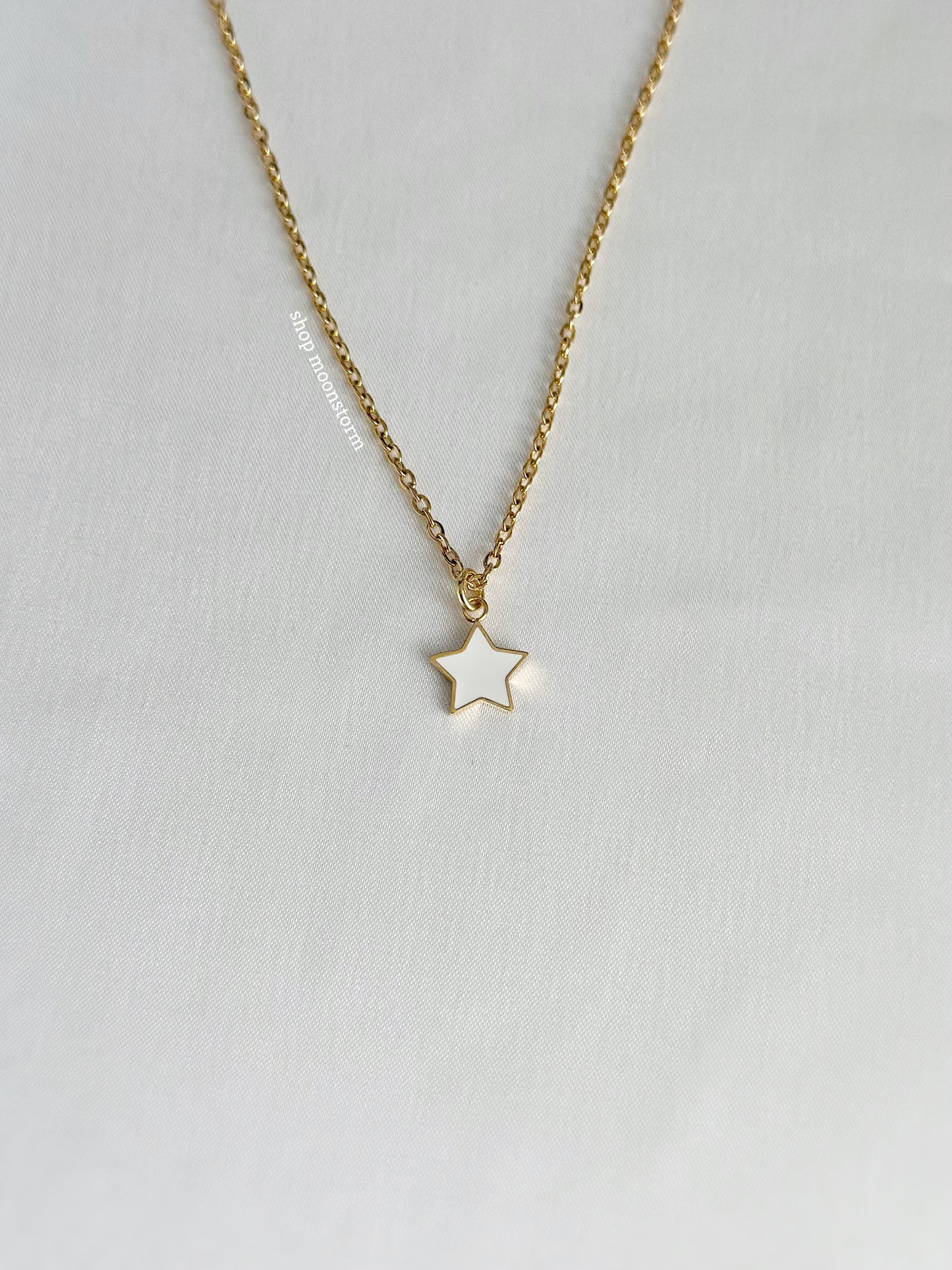 Gold White Star Necklace