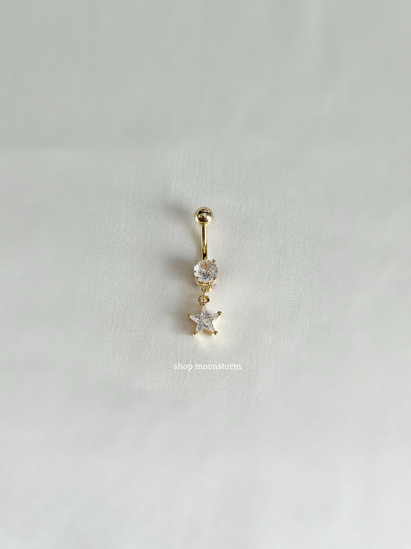 CZ Gold Star Belly Ring