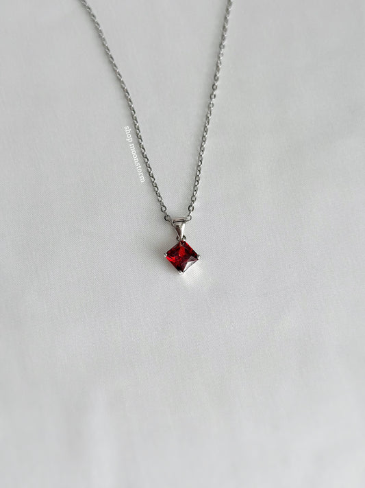 CZ Red Ruby Necklace