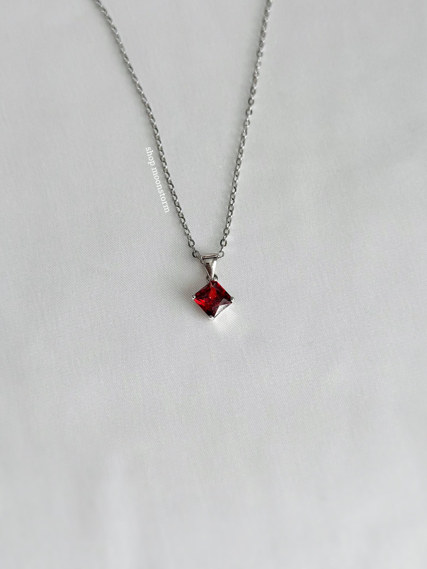 CZ Red Ruby Necklace