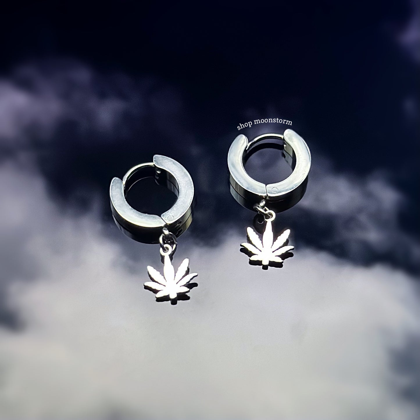 Cannabis Leaf Hoop Earrings