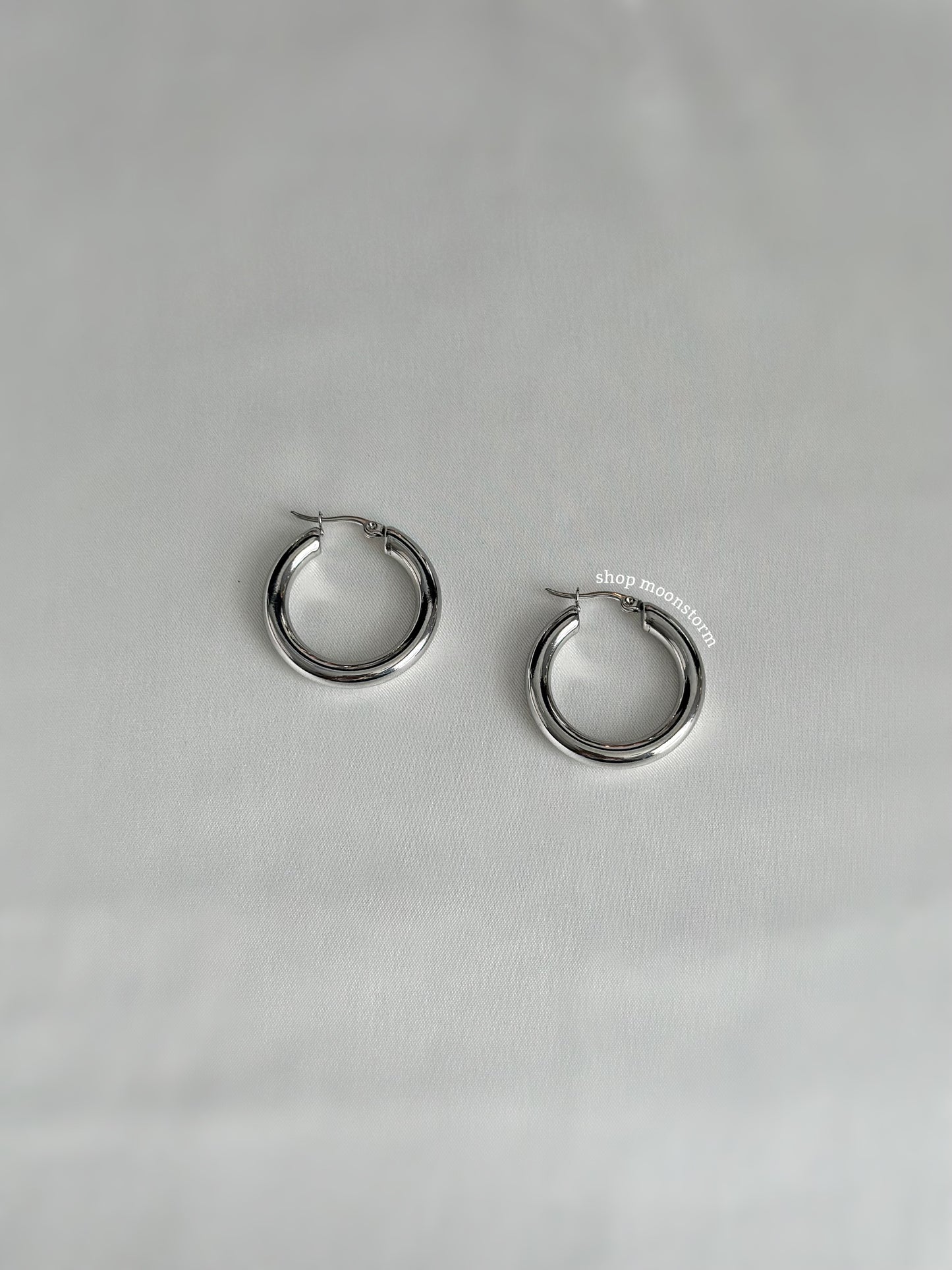 Silver Tube Hoop Earrings