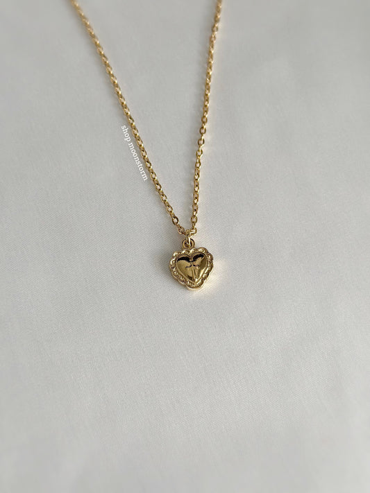Gold Heart Cross Necklace