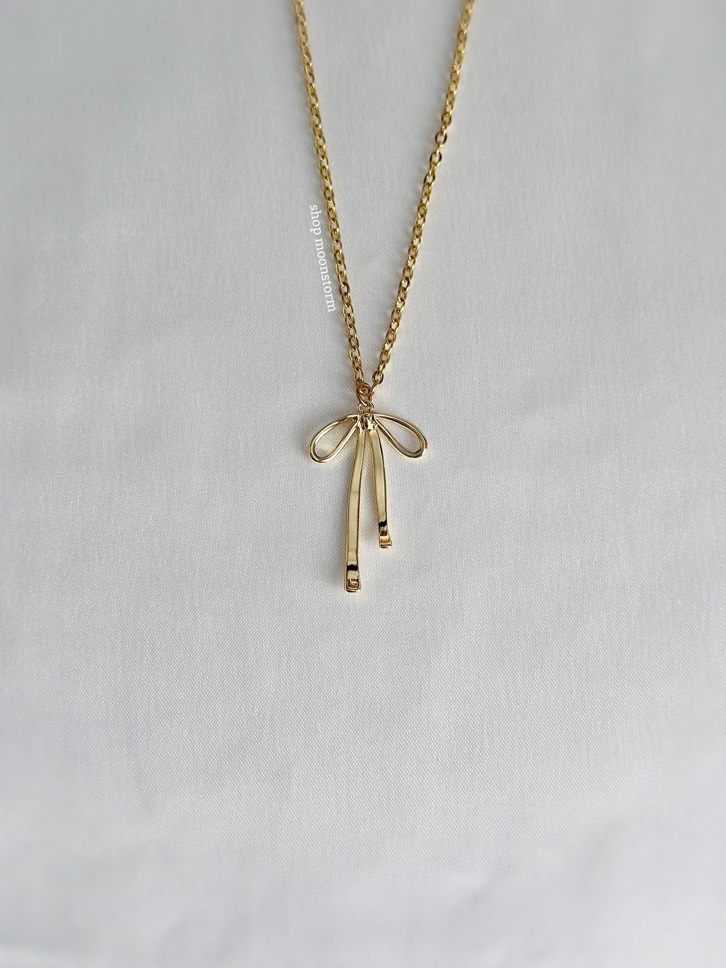 Belle Ribbon Bow Necklace (Gold Version)