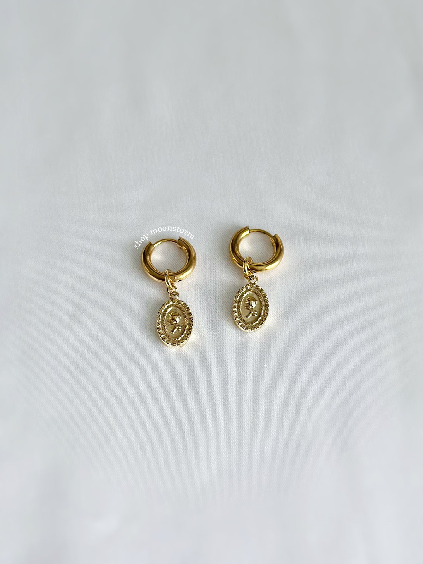 Gold Rose Hoop Earrings