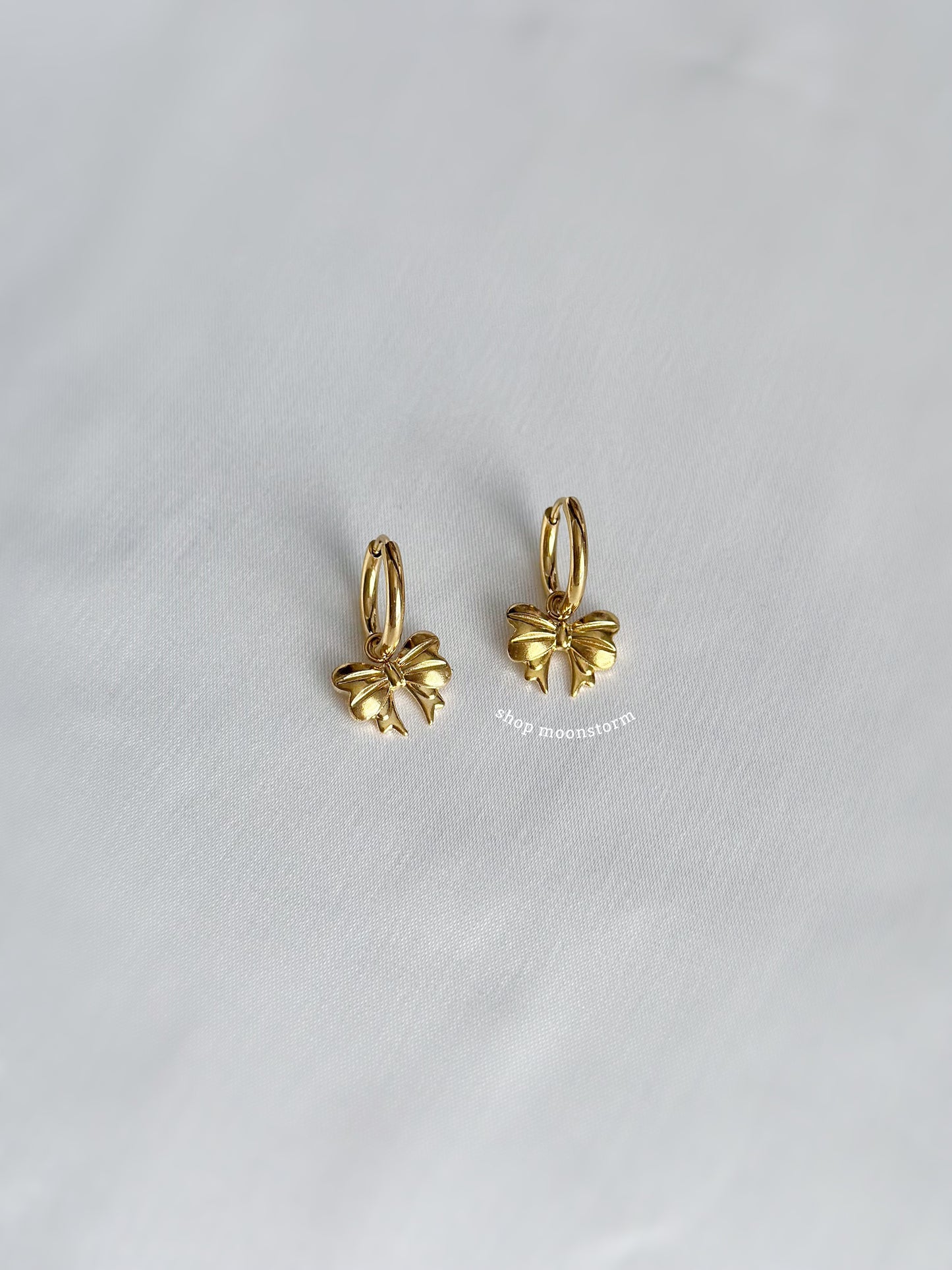 Lux Ribbon Bow Hoop Earrings (Gold Version)