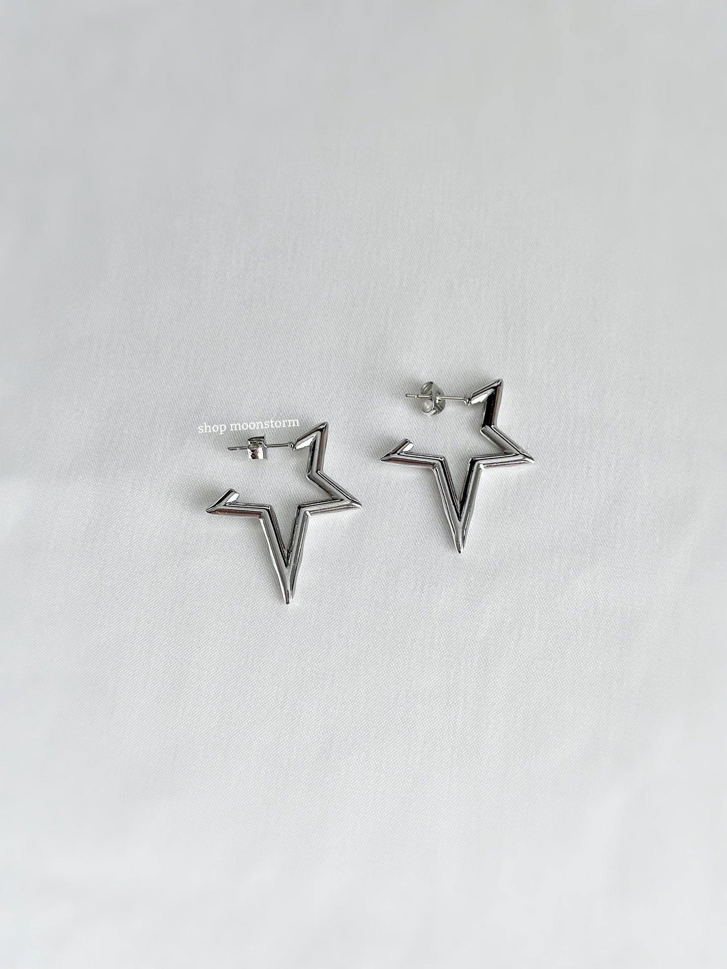 Silver Statement Star Stud Earrings II