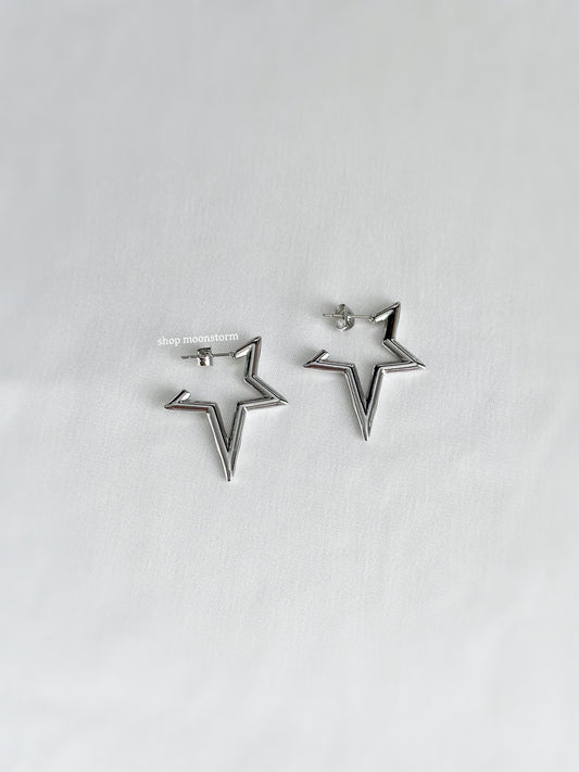 Silver Statement Star Stud Earrings II
