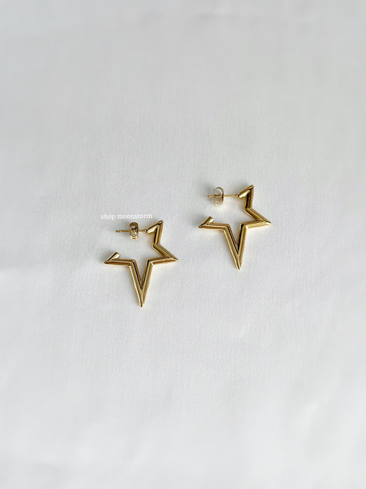Gold Statement Star Stud Earrings II
