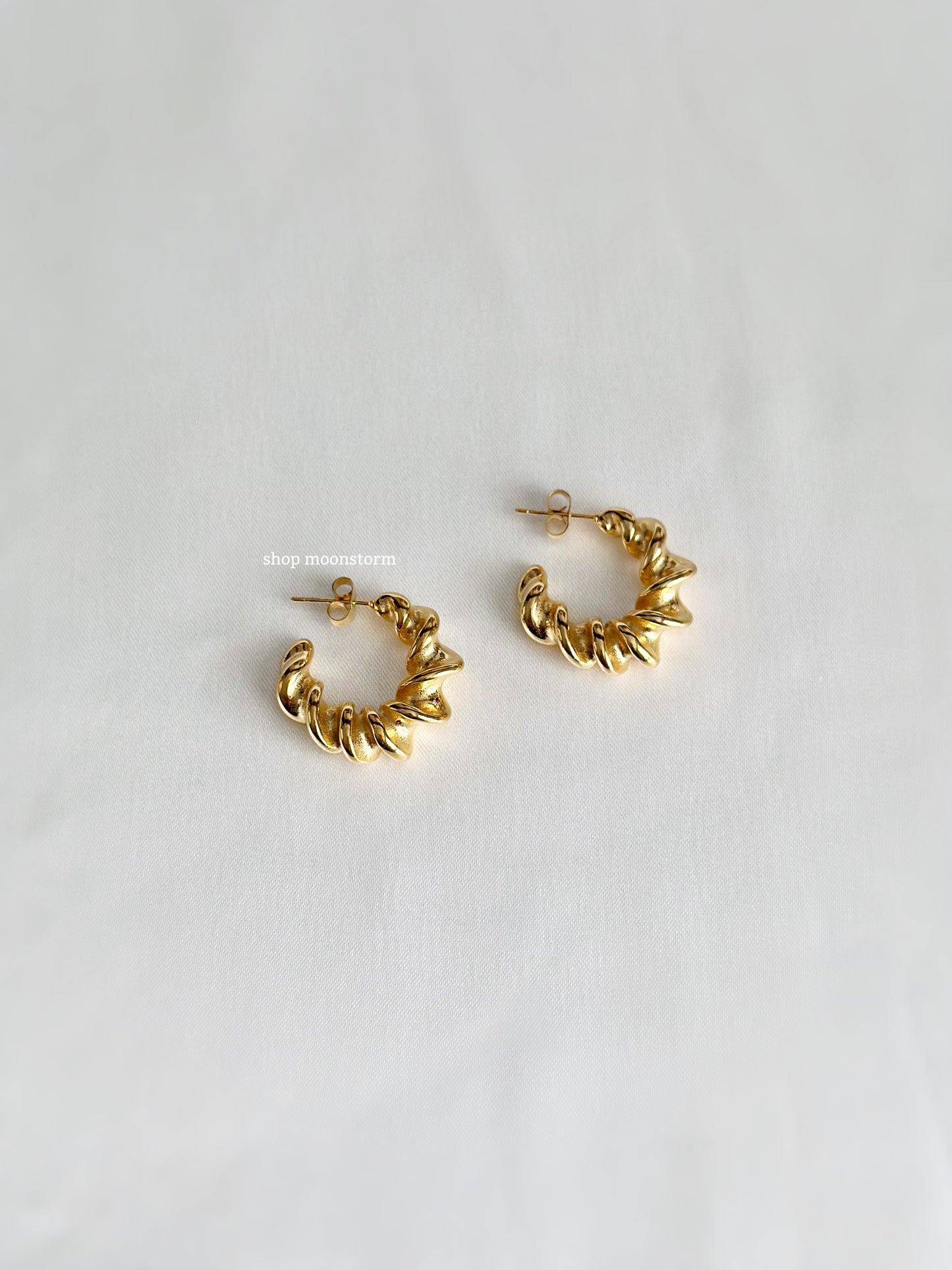 Gold Intricate Twist Hoop Earrings