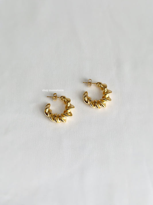 Gold Intricate Twist Hoop Earrings