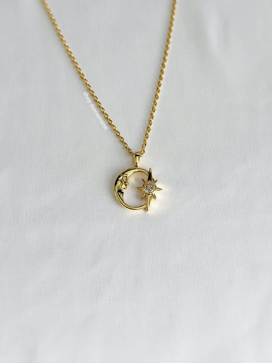 Gold Moon & Star Necklace