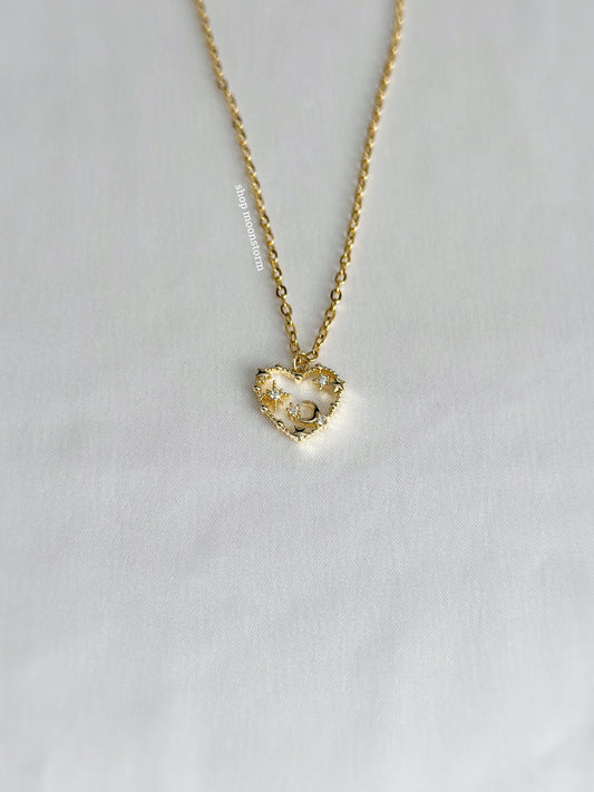 Gold Celestial Heart Necklace