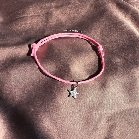 Pink Cord Star Bracelet