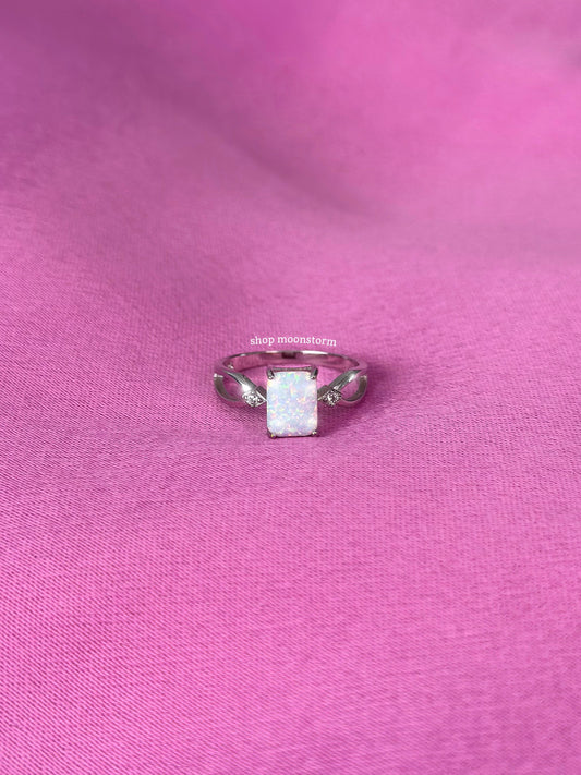 Iridescent Rectangle Opal Ring