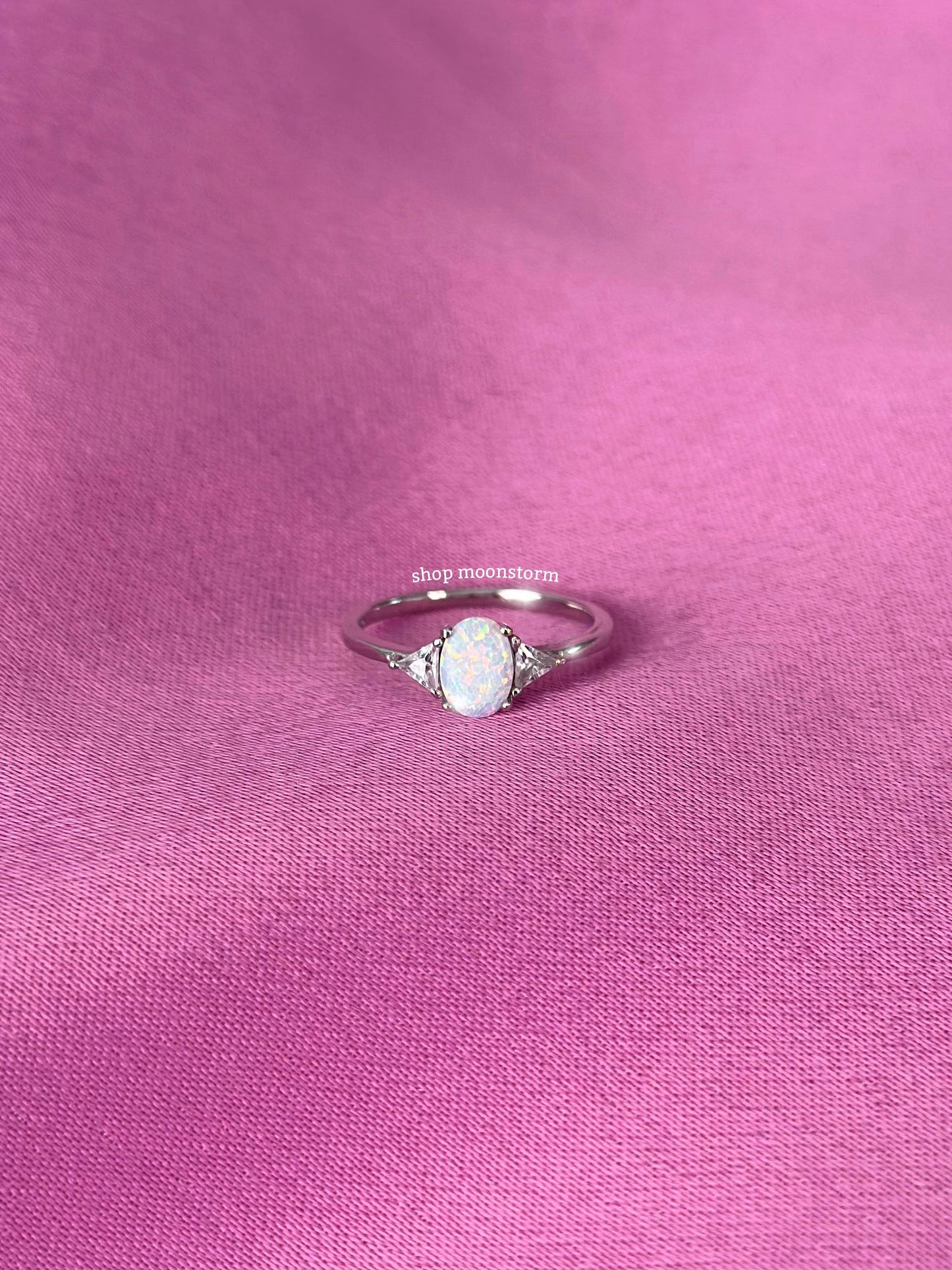 Iridescent Oval Opal Ring