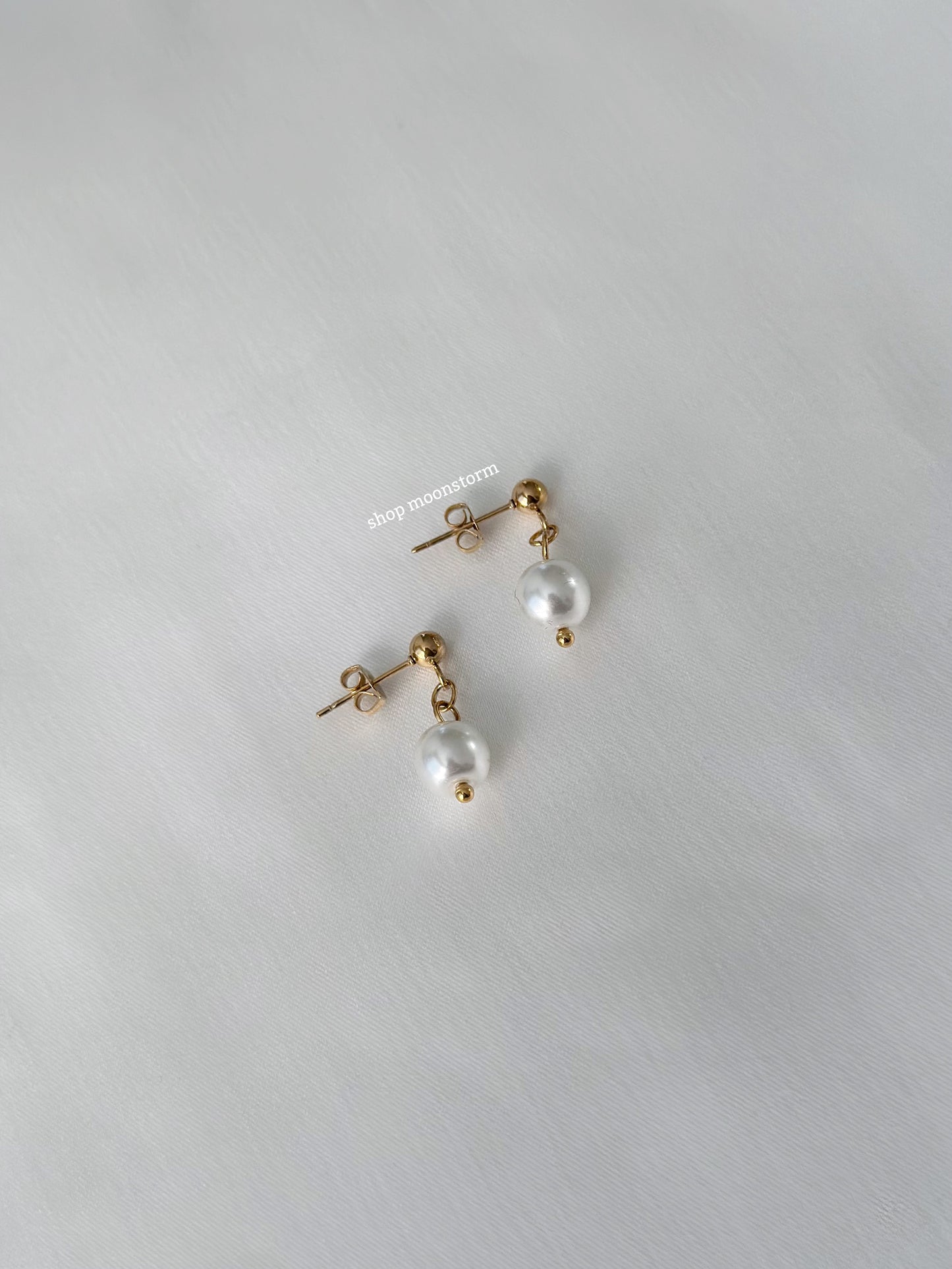 Gold Pearl Stud Earrings