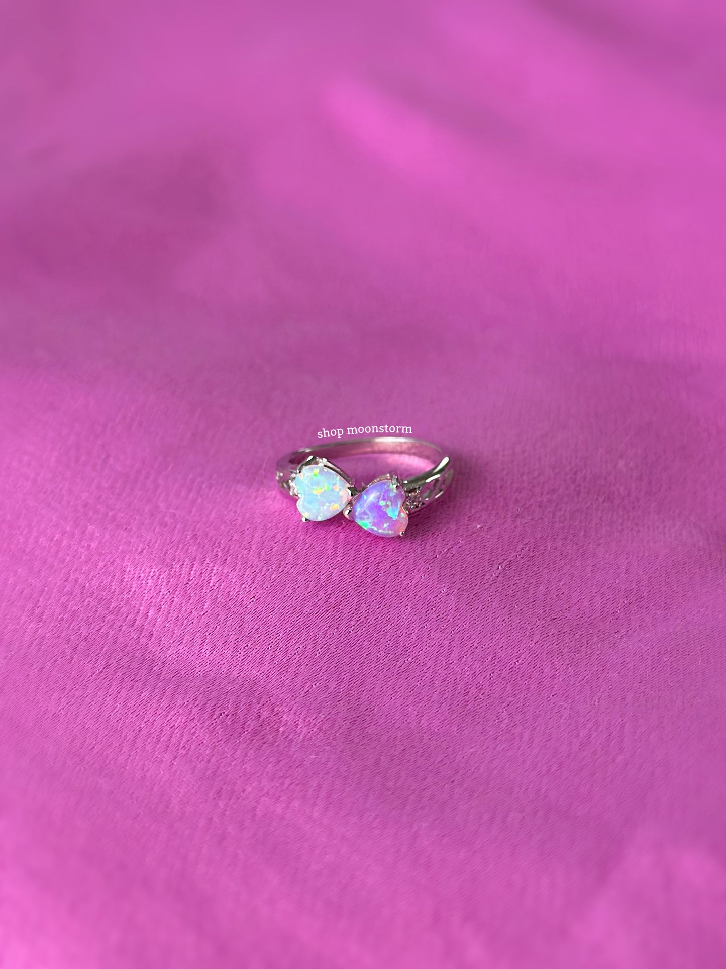 Iridescent Hearts Opal Ring