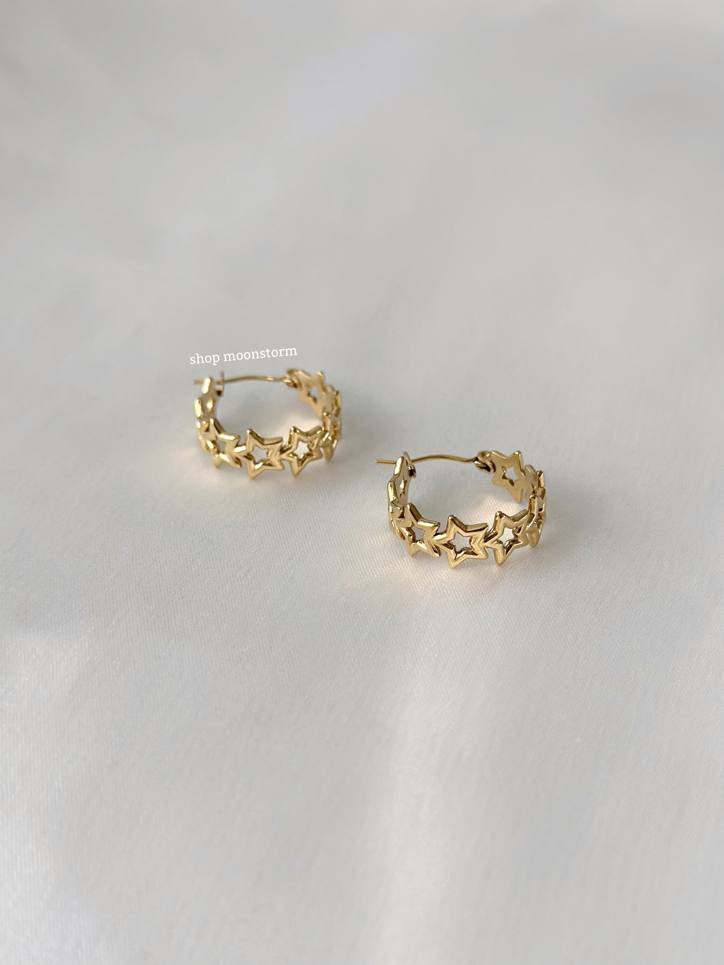 Gold Star Cluster Hoop Earrings