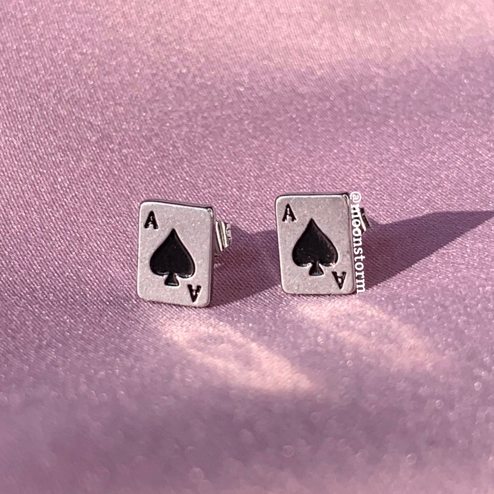 Ace of Spades Card Stud Earrings