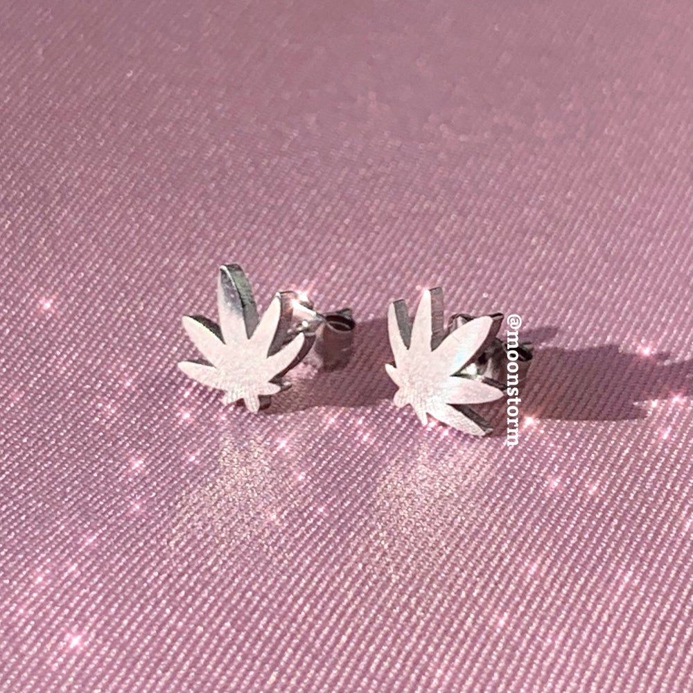 Pot Leaf Stud Earrings