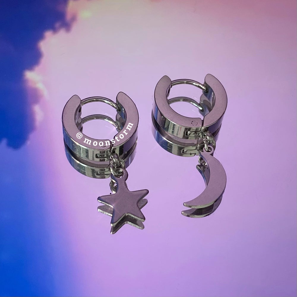 Moon And Star Hoop Earrings
