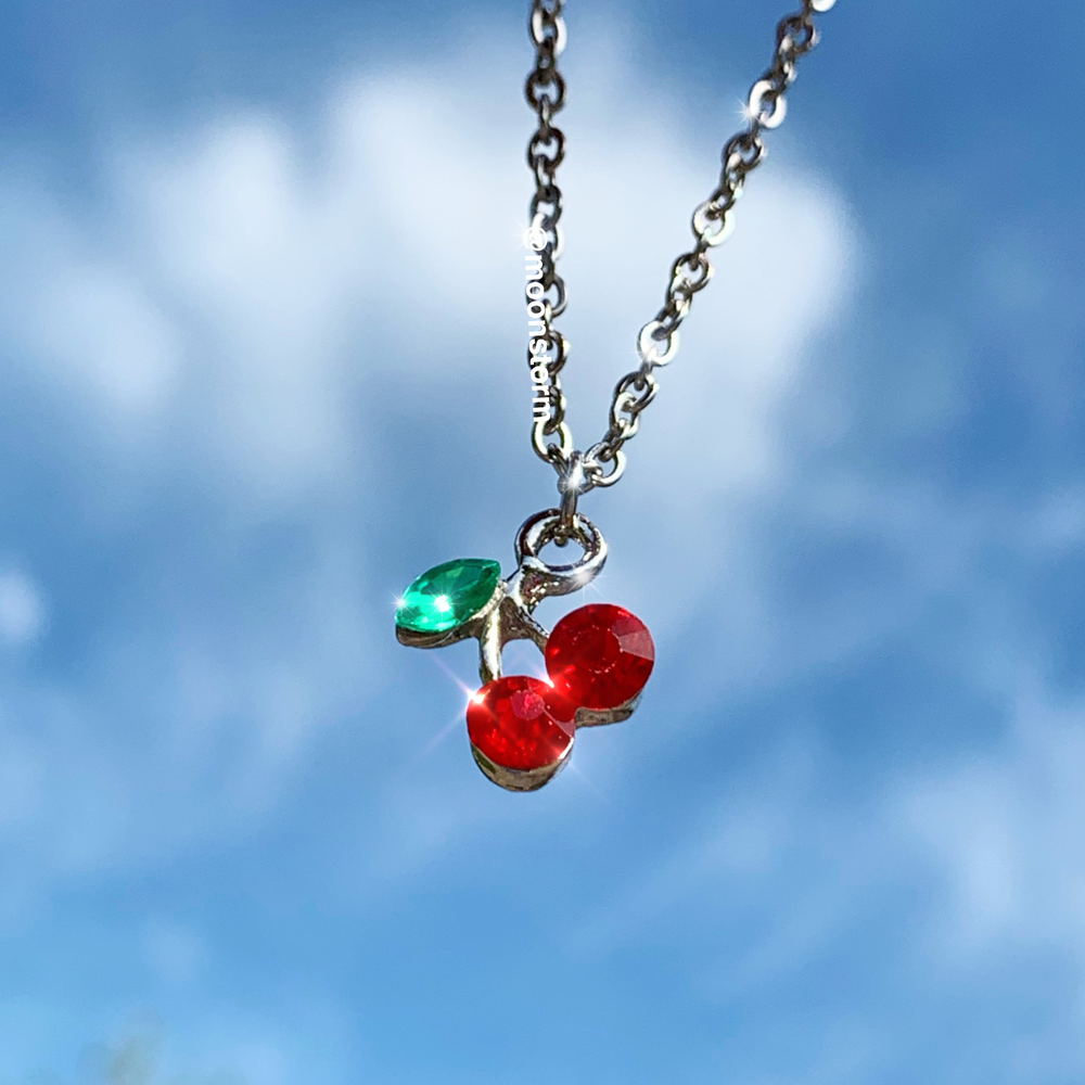 Cherry Bomb + Custom Initial Necklace Set