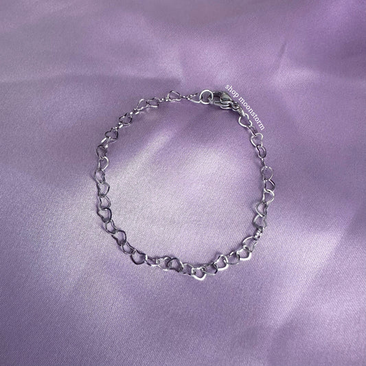 Silver Heart Link Bracelet