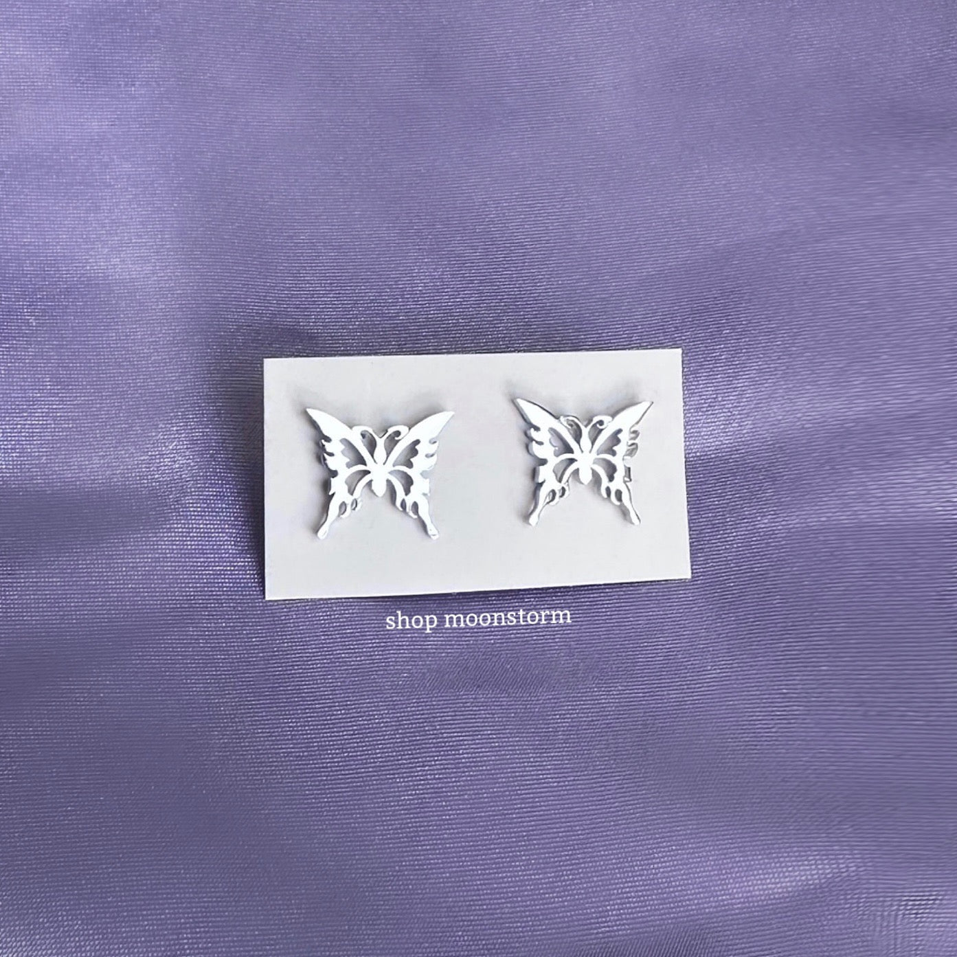 Silver Tribal Butterfly Stud Earrings