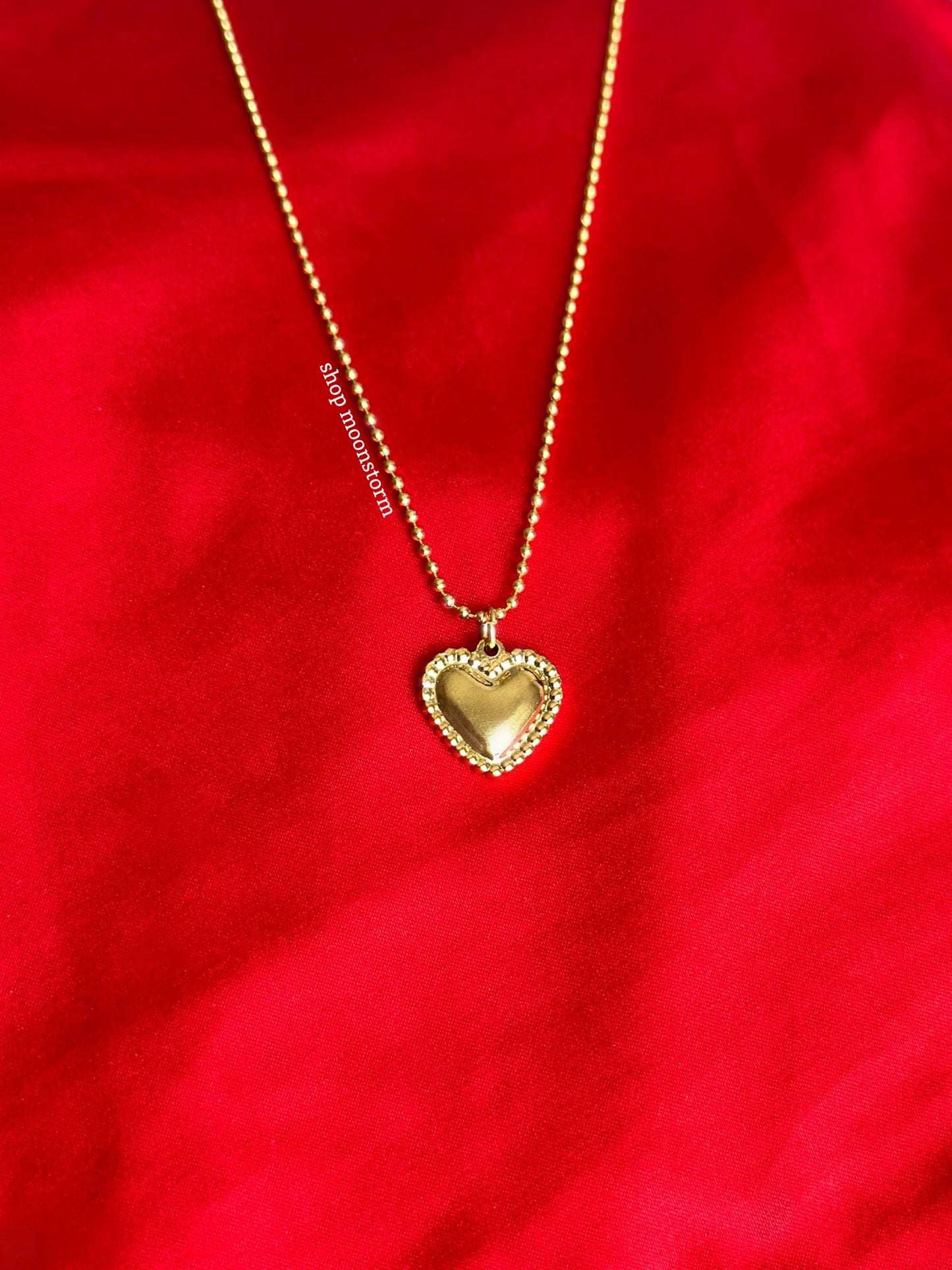 Vintage Gold Heart Ballchain Necklace