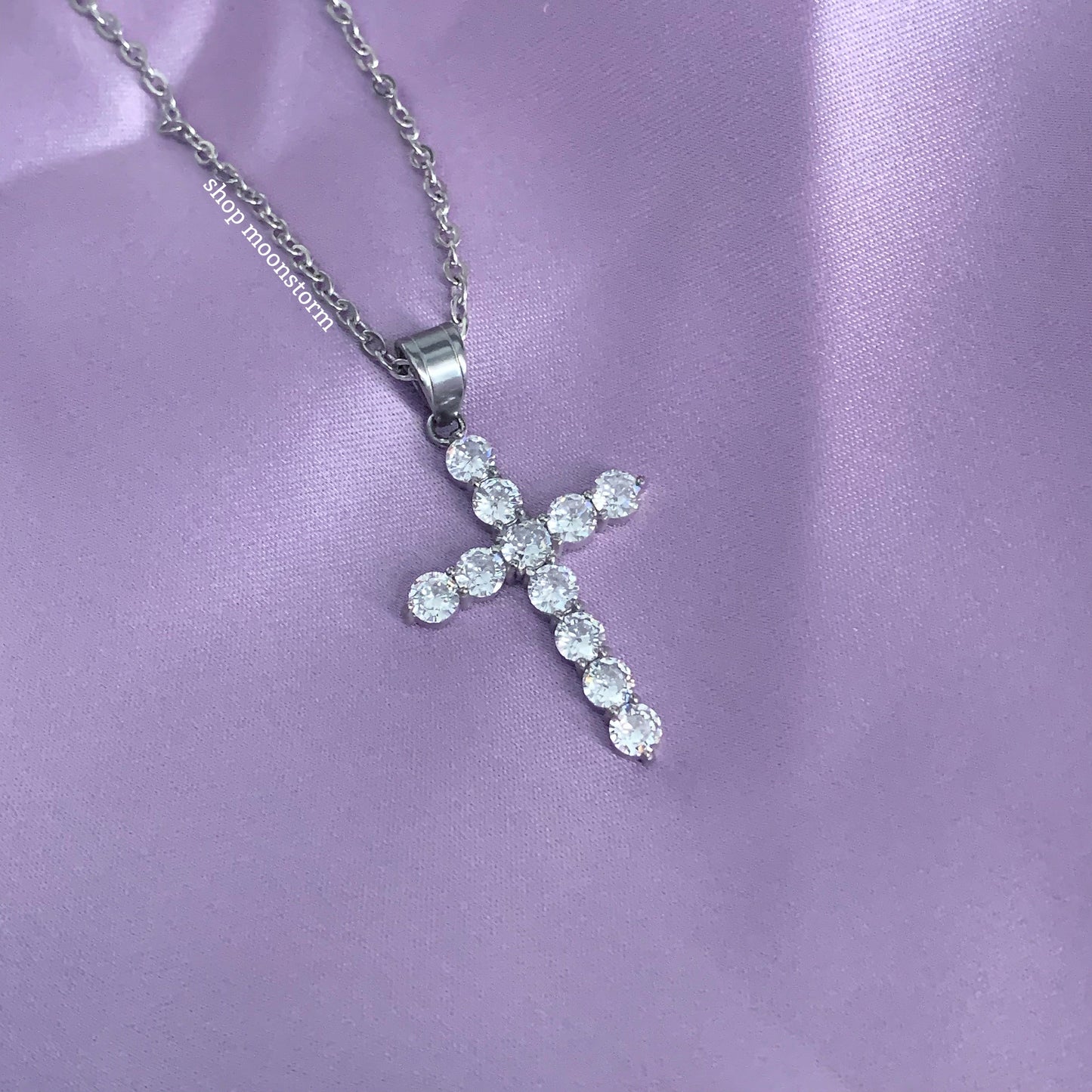 Icy Silver Cross Necklace