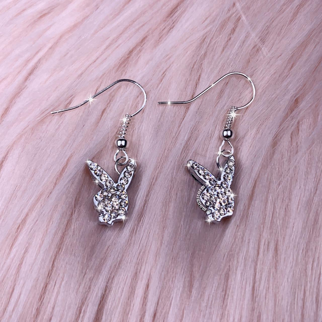 Silver Dazzle Bunny Earrings