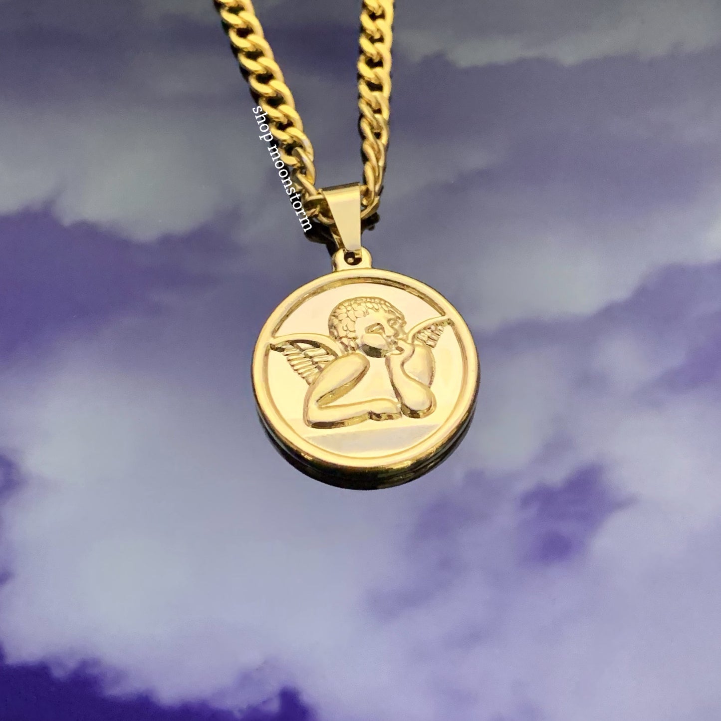 Gold Dreaming Angel Necklace