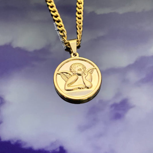 Gold Dreaming Angel Necklace