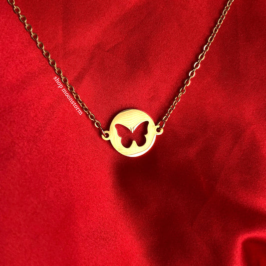 Gold Butterfly Cutout Necklace