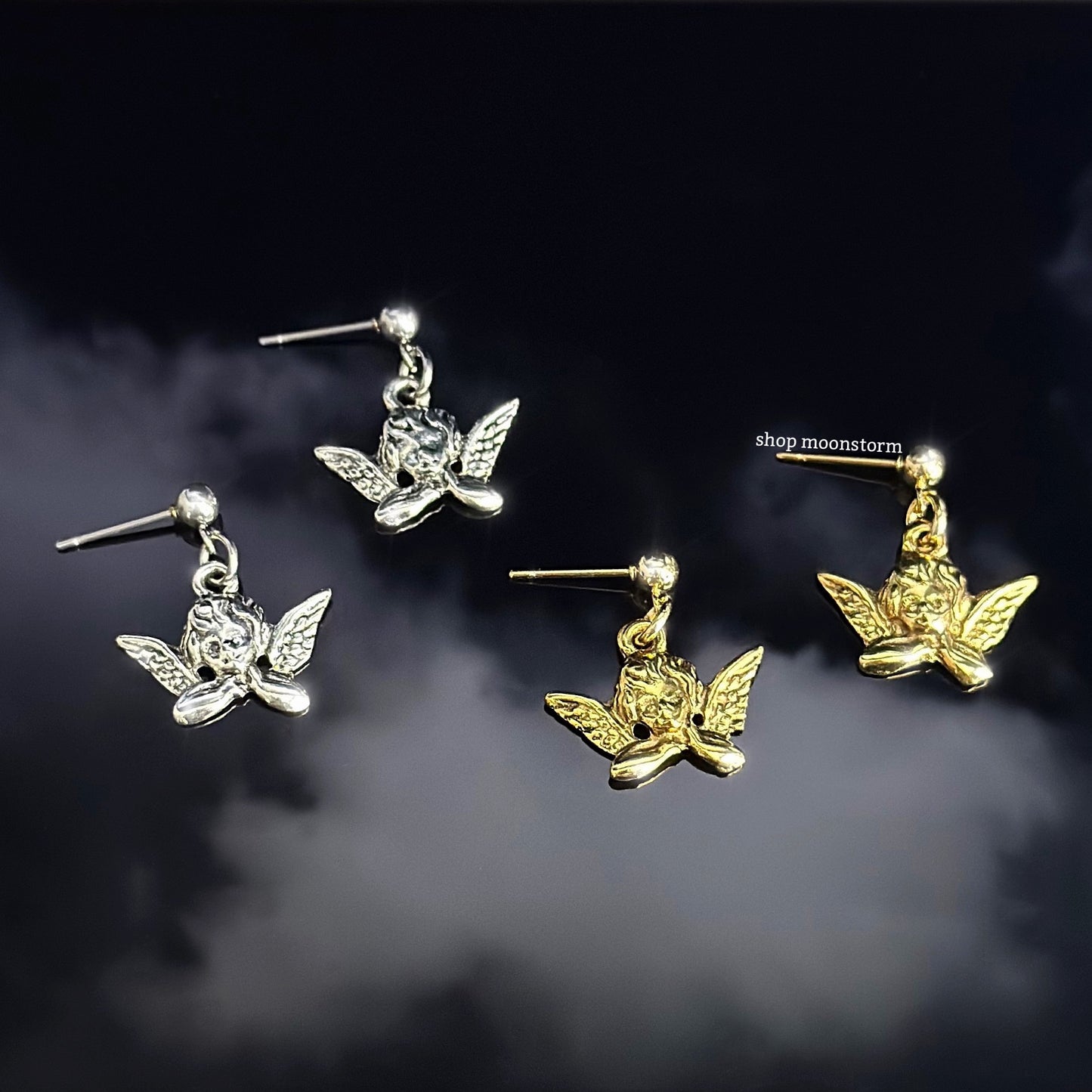 Gold Angel Stud Earrings