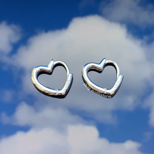 Silver Heart Hoop Earrings I
