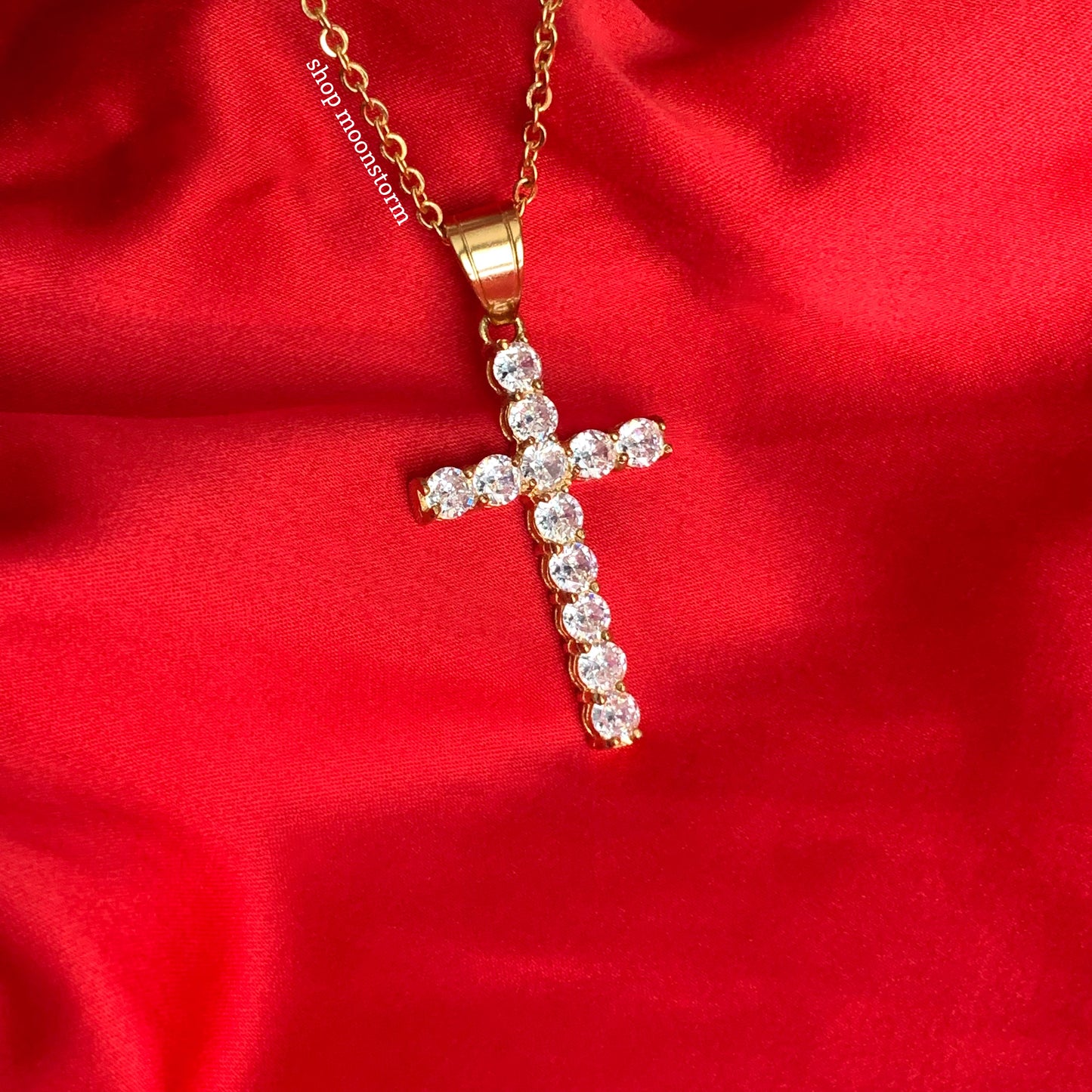 Icy Gold Cross Necklace