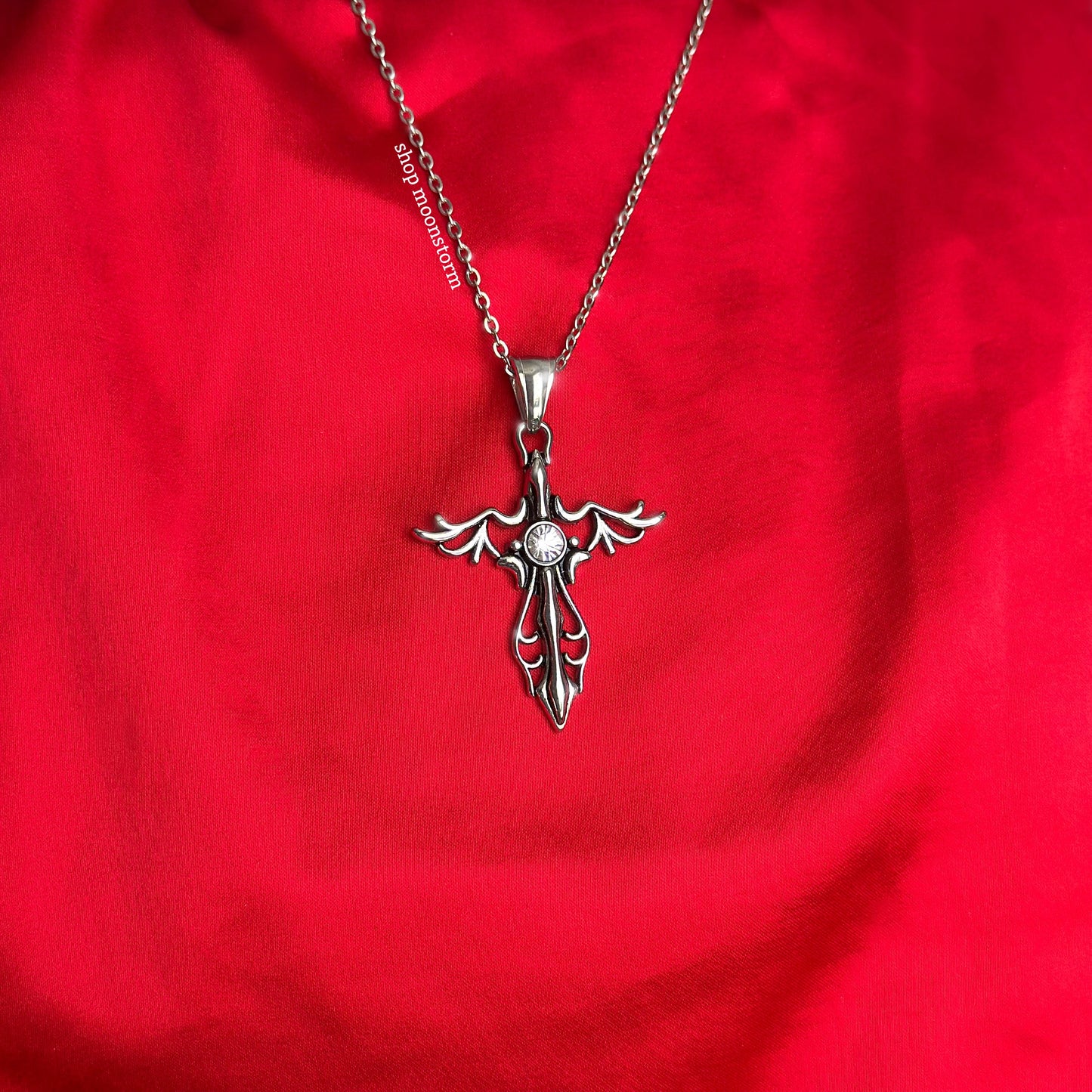 CZ Antique Cross Necklace